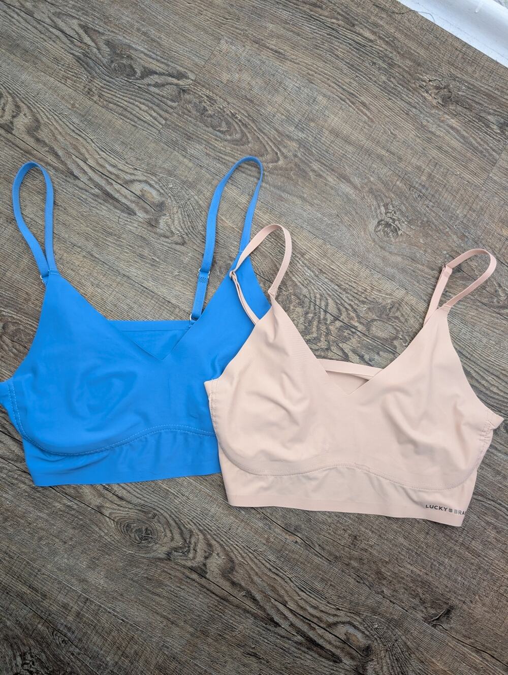 Lucky Brand Bras Set of Two Boho Everyday Comfort T Shirt Blue Pink Size M